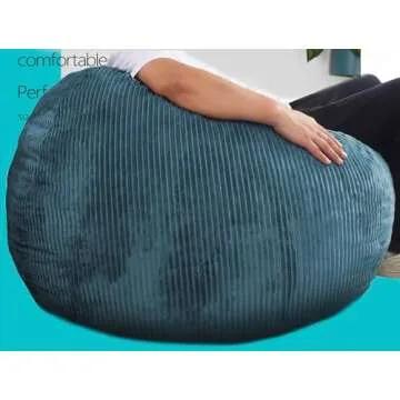 Bean Bag Chairs with Faux Rabbit Fur Cover, 3 ft Giant Memory Foam Bean Bag Chairs for Adults/Teens with Filling,Ultra Soft Faux Fur Fabric, Round Fluffy Sofa for Living Room Bedroom College Dorm
