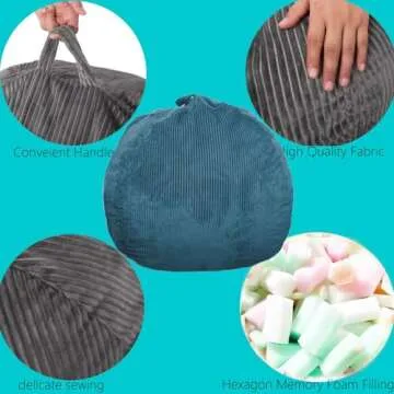 Bean Bag Chairs with Faux Rabbit Fur Cover, 3 ft Giant Memory Foam Bean Bag Chairs for Adults/Teens with Filling,Ultra Soft Faux Fur Fabric, Round Fluffy Sofa for Living Room Bedroom College Dorm