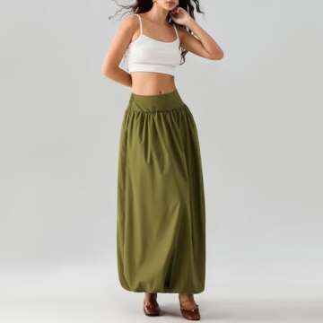 NUFIWI Women Y2k Bubble Maxi Skirt Comfortable Summer Wear