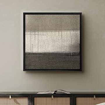 SIGNWIN Framed Canvas Print Wall Art Brown & Tan Scratched Grunge Color Blocks Abstract Shapes Illustrations Minimalism Chic Multicolor for Living Room, Bedroom, Office - 16"x16" Black