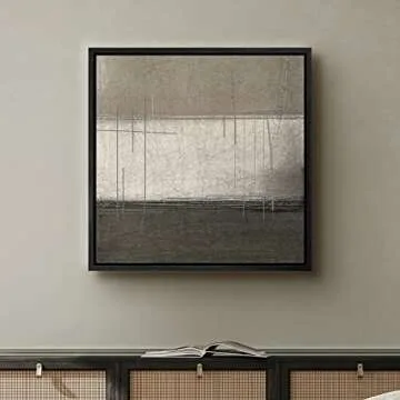 SIGNWIN Framed Canvas Print Wall Art Brown & Tan Scratched Grunge Color Blocks Abstract Shapes Illustrations Minimalism Chic Multicolor for Living Room, Bedroom, Office - 16"x16" Black