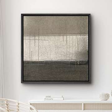 SIGNWIN Framed Canvas Print Wall Art Brown & Tan Scratched Grunge Color Blocks Abstract Shapes Illustrations Minimalism Chic Multicolor for Living Room, Bedroom, Office - 16"x16" Black