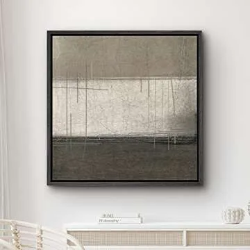 SIGNWIN Framed Canvas Print Wall Art Brown & Tan Scratched Grunge Color Blocks Abstract Shapes Illustrations Minimalism Chic Multicolor for Living Room, Bedroom, Office - 16"x16" Black