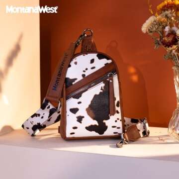 Montana West Western Cow Print Crossbody Sling Bags for Women Small Cross Body Fanny Pack Purse MWC-...
