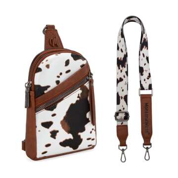 Montana West Western Cow Print Crossbody Sling Bags for Women Small Cross Body Fanny Pack Purse MWC-3353BR