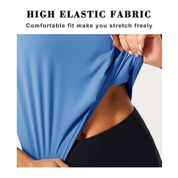 Dragon Fit Women Sleeveless Yoga Tops Workout Cool T-Shirt Running Short Tank Crop Tops Sea Blue