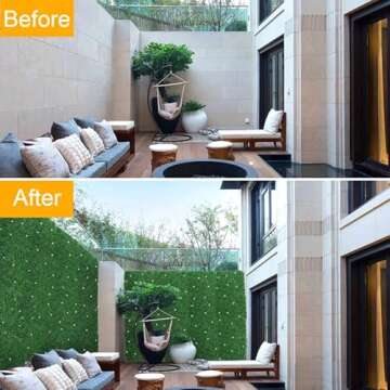 Max-officoo Boxwood Hedge Wall Panels 12pcs 20"x20" Artificial Grass Wall Panels, Faux Hedge Plant f...