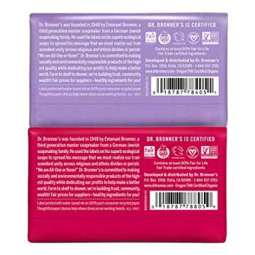 Dr. Bronner's - Pure-Castile Bar Soap (2-Pack Bundle, Rose & Lavender) - Made with Organic Oils, For Face, Body and Hair, Gentle and Moisturizing, Biodegradable, Vegan, Cruelty-free, Non-GMO