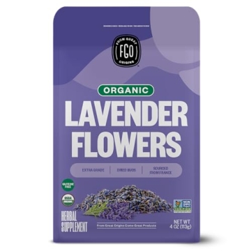 FGO Organic Dried Lavender Flowers - Culinary & Aromatic Use, 4oz