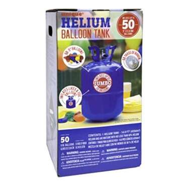 Unique Helium Ballon Tank Kit For Birthday Party, Includes 50 Balloons & Ribbons