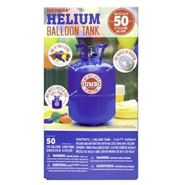 Unique Helium Ballon Tank Kit For Birthday Party, Includes 50 Balloons & Ribbons