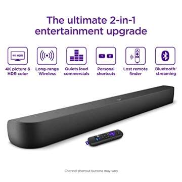 Roku Streambar Pro | 4K HDR Streaming Device & Cinematic Roku Soundbar All In One, Roku Voice Remote...