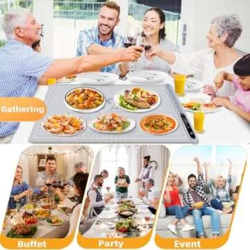 MOKasi Warming Mat for Food: Hot Plates for Countertop Silicone Food Warmer Tray Buffet Party Temp Adjustable Office Portable Car Keep Warm Flameless Heating Pad Dishes Kitchen Gifts for Men - Gray