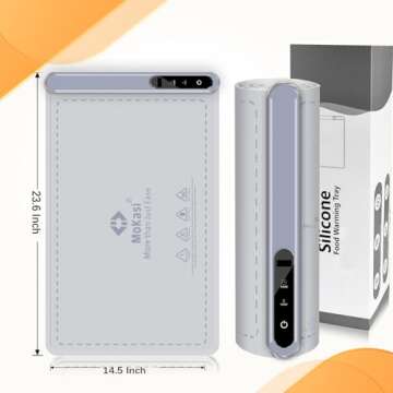 MOKasi Warming Mat for Food: Hot Plates for Countertop Silicone Food Warmer Tray Buffet Party Temp Adjustable Office Portable Car Keep Warm Flameless Heating Pad Dishes Kitchen Gifts for Men - Gray