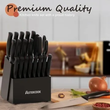 Astercook 21-Piece Kitchen Knife Set with Sharpener
