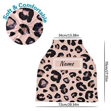 Custom Snow Leopard Pink Beige Baby Car Seat Cover Personalized Your Name Nursing Covers Breastfeedi...