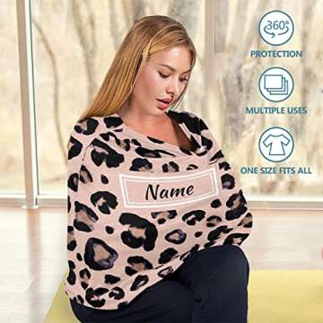 Custom Snow Leopard Pink Beige Baby Car Seat Cover Personalized Your Name Nursing Covers Breastfeeding Scarf Infant Carseat Canopy for Mom Baby Gift