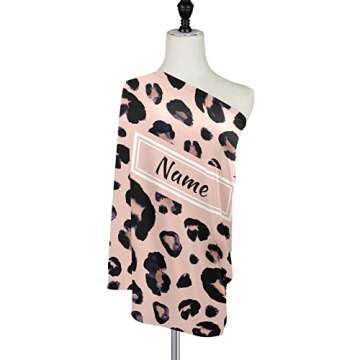 Custom Snow Leopard Pink Beige Baby Car Seat Cover Personalized Your Name Nursing Covers Breastfeeding Scarf Infant Carseat Canopy for Mom Baby Gift