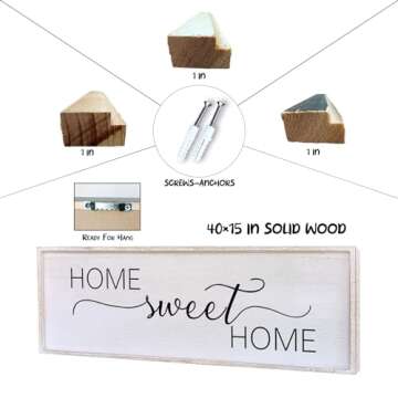 Home Sweet Home Sign Wall Decor 40”X15” Master Family Room Above Bed Beautiful Living Room Above...