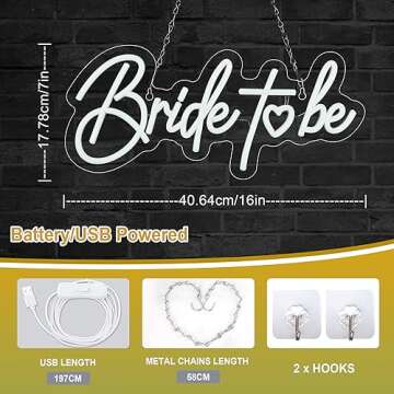 Bride to be Neon Sign - Dimmable USB Light for Decor