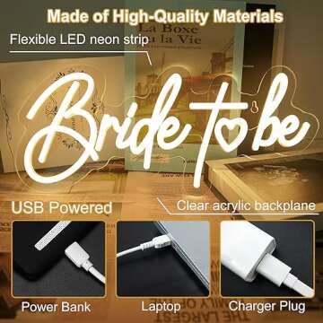 Bride to be Neon Sign - Dimmable USB Light for Decor