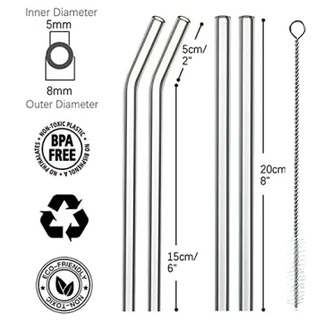 Reusable Eco-Friendly Glass Straws for All Beverages