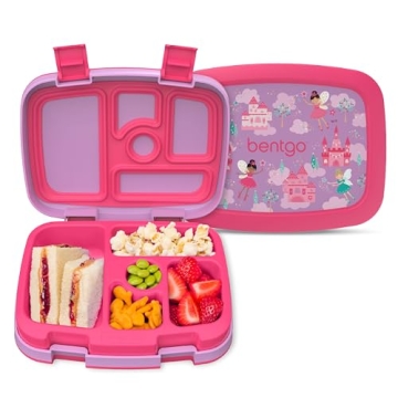 Bentgo Kids Prints Leak-Proof, 5-Compartment Bento-Style Kids Lunch Box - Perfect for Ages 3-7, Dura...