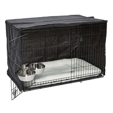 MidWest Homes for Pets iCrate Dog Crate Starter Kit | 48-Inch Dog Crate Kit Ideal for XL Dog Breesd (weighing 90 - 110 Pounds) || Includes Dog Crate, Pet Bed, 2 Dog Bowls & Dog Crate Cover