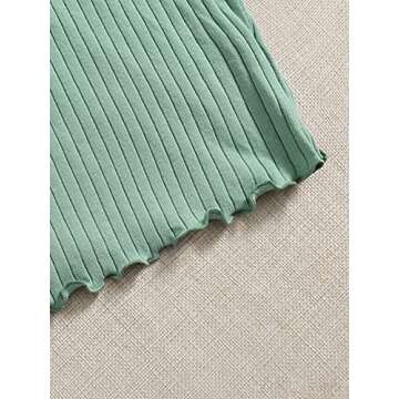 MakeMeChic Women's 4 Pack Short Sleeve Lettuce Trim Ribbed Knit Tees Crop Tops Multicolor M