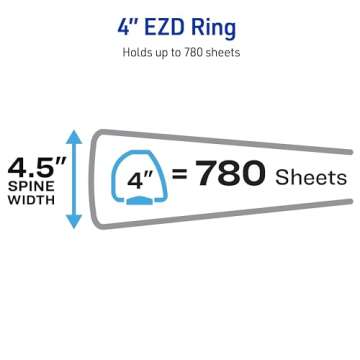 Avery Heavy-Duty View 3 Ring Binder, 4 Inch One Touch EZD Rings, 780-Sheet Capacity, 4.5 Inch Wide Spine, Customizable Clear Cover and Spine, 1 Black Binder (79604)