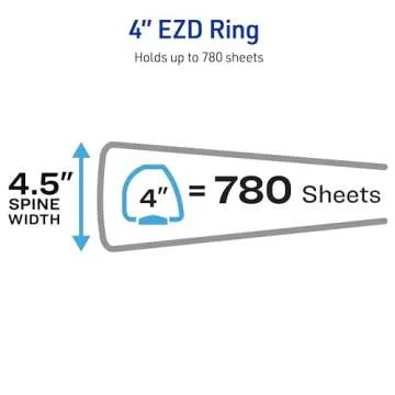 Avery Heavy-Duty View 3 Ring Binder, 4 Inch One Touch EZD Rings, 780-Sheet Capacity, 4.5 Inch Wide Spine, Customizable Clear Cover and Spine, 1 Black Binder (79604)