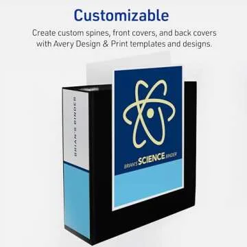 Avery Heavy-Duty View 3 Ring Binder, 4 Inch One Touch EZD Rings, 780-Sheet Capacity, 4.5 Inch Wide Spine, Customizable Clear Cover and Spine, 1 Black Binder (79604)