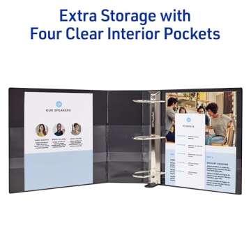Avery Heavy-Duty View 3 Ring Binder, 4 Inch One Touch EZD Rings, 780-Sheet Capacity, 4.5 Inch Wide Spine, Customizable Clear Cover and Spine, 1 Black Binder (79604)