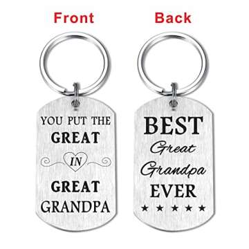 Laluminter Best Great Grandpa Ever Gifts - You Put the Great in Great Grandpa Keychain - Father's Da...