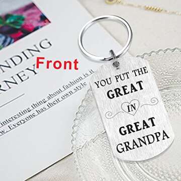 Laluminter Best Great Grandpa Ever Gifts - You Put the Great in Great Grandpa Keychain - Father's Day Gift for Great Grandfather