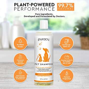 Puracy Pet Shampoo - 16fl.oz, 2-in-1 Shampoo and Conditioner for Dogs, Cats, Household Pets - Aloe & Oatmeal Scent, Anti-Itch, Natural Smelling Dog Shampoo for Shiny Coats & Odor Elimination