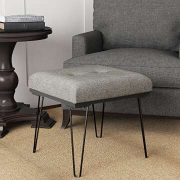 Homepop Home Decor | Modern Square Ottoman Stool | Metal Stool Ottoman for Living Room & Bedroom | D...