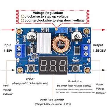 [2 Pack] DC-DC 5A Buck Converter 4-38V to 1.25-36V Step-Down Voltage Regulator High Power Module with LED Display