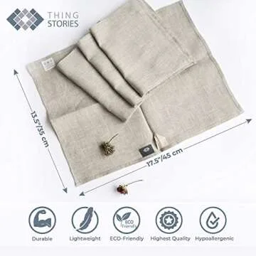 Pure 100% Linen Flax Washcloths - 4-Pack Natural Linen Dish Towels and Dish Cloths Set - Tea Towel Cloth Napkins - Small Hand Towels for Kitchen