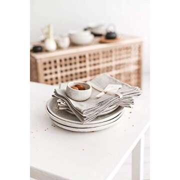 Pure 100% Linen Flax Washcloths - 4-Pack Natural Linen Dish Towels and Dish Cloths Set - Tea Towel Cloth Napkins - Small Hand Towels for Kitchen