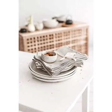 Pure 100% Linen Flax Washcloths - 4-Pack Natural Linen Dish Towels and Dish Cloths Set - Tea Towel Cloth Napkins - Small Hand Towels for Kitchen