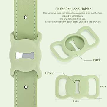 AirTag Leather Dog Collar WHIPPY Padded Apple Air Tag Dog Collar Adjustable Puppy Dog Collar with AirTag Holder Case for Small Medium Large Dog Pet,Green,L