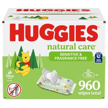 Huggies Natural Care Sensitive Baby Wipes, Unscented, Hypoallergenic - 960 Count