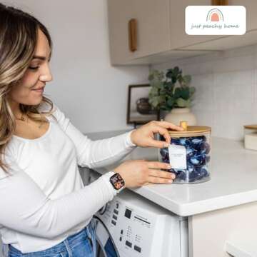 Set of 3 Large Airtight Laundry Containers for Organizing - Dryer Sheet Holder & Laundry Jars with Lids, Labels & Scoops - Acrylic Laundry Storage Containers for Powder, Pods, Detergent, Scent Booster