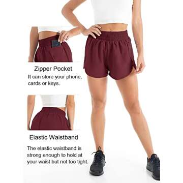 Blooming Jelly Women's Quick-Dry Running Shorts Sport Athletic Workout Shorts with Pockets 2025 (Medium, Dark Wine Red)