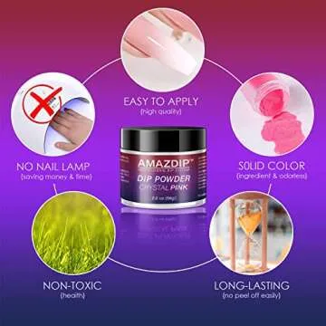 AMAZDIP Clear Pink Dip Powder for Salon Quality Nails