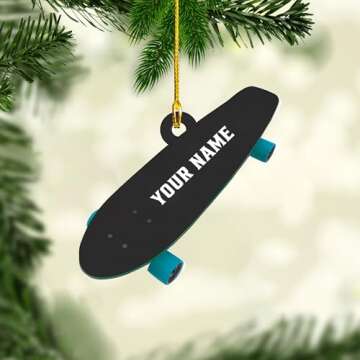 AOVL Custom Skateboard Christmas Ornament 2024 Skateboarder Skater Sport Ornament Skateboard Ornamen...