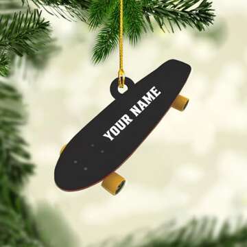 AOVL Custom Skateboard Christmas Ornament 2024 Skateboarder Skater Sport Ornament Skateboard Ornaments for Skateboarders Christmas for Boys Skateboarder Gifts for Teenage Teen (SKB7)