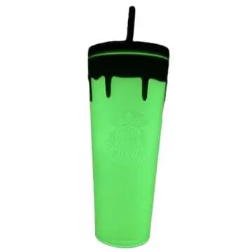 Starbucks 2023 Fall Halloween Green Glow in The Dark Slime Drip Cup, 24 fl oz, Venti