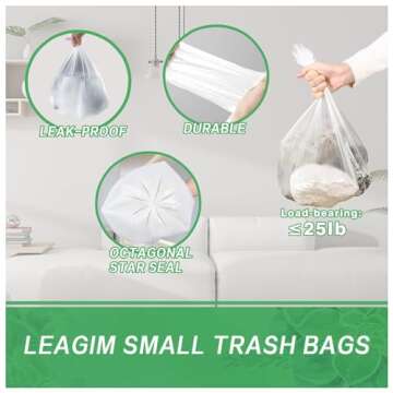 Small Trash Bags 2.6 Gallon-108 Count Leakage-Proof Strong, Small Mini Garbage Bags for Bathroom, Be...